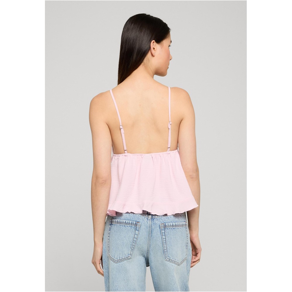 Urban Classics - Ruffled Structured Cami Mouwloze top - Roze